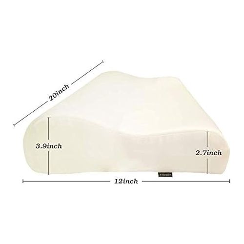  THXSILK 19 Momme 100% Mulberry Silk Pillowcase for Contour Memory Foam Pillow, Contour Pillow Case Cover, Cervical Pillow Case, Pack of 1(Natural White, 20