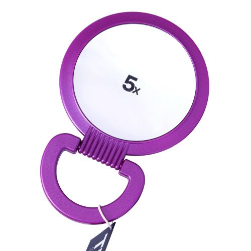  TI Style Double Sided Pedestal Mirror Stand - Vanity Round Mirror with 1x and 5x Magnification - Adjustable Handle and Portable Free-Standing Mirror for Travel, Shaving, Bathrrom, Tabletop,