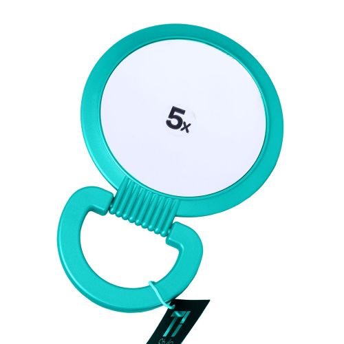  TI Style Double Sided Pedestal Mirror Stand - Vanity Round Mirror with 1x and 5x Magnification - Adjustable Handle and Portable Free-Standing Mirror for Travel, Shaving, Bathrrom, Tabletop,