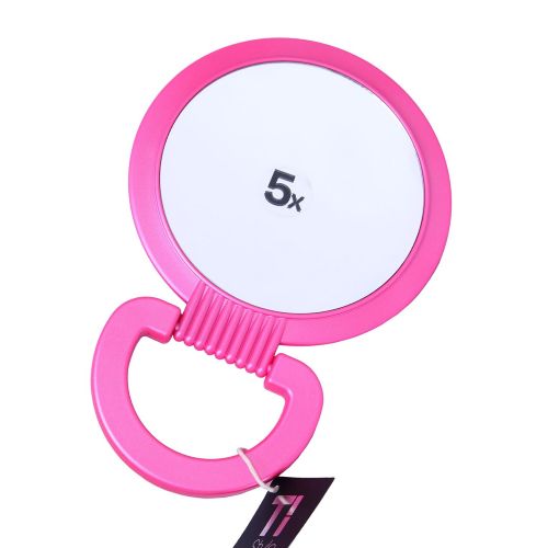  TI Style Double Sided Pedestal Mirror Stand - Vanity Round Mirror with 1x and 5x Magnification - Adjustable Handle and Portable Free-Standing Mirror for Travel, Shaving, Bathrrom, Tabletop,