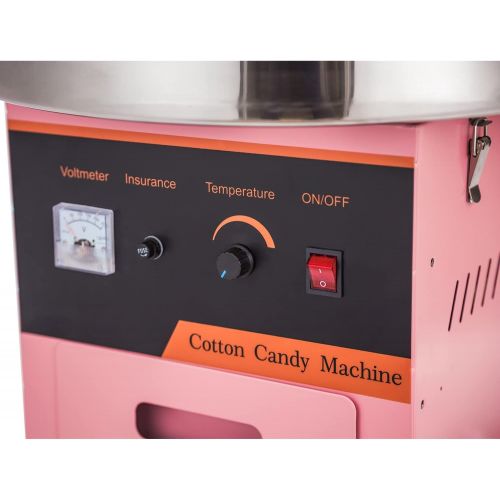  TIANAI Commercial Cotton Candy Machine w/Cart Electric Cotton Candy Floss Maker - 110V for the Perfect Party Favor for Birthdays, School function, or Social Events.（Pink） (Without wheels,