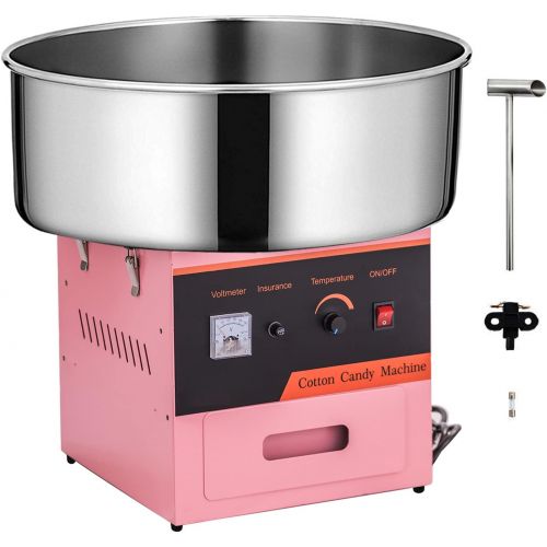  TIANAI Commercial Cotton Candy Machine w/Cart Electric Cotton Candy Floss Maker - 110V for the Perfect Party Favor for Birthdays, School function, or Social Events.（Pink） (Without wheels,