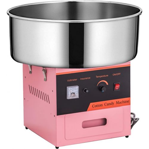  TIANAI Commercial Cotton Candy Machine w/Cart Electric Cotton Candy Floss Maker - 110V for the Perfect Party Favor for Birthdays, School function, or Social Events.（Pink） (Without wheels,