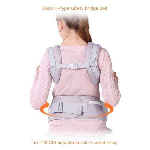  TIANCAIYIDING Ergonomic Baby Carrier with Hip Seat Soft & Breathable Baby Carriers,All Positions Front and Back for Infants to Toddlers,Up to 44lbs,Grey (Light Grey)