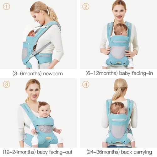  TIANCAIYIDING Infant Toddler Baby Carrier Wrap Backpack Front and Back, Hip Seat & Hood, Soft & Breathable...