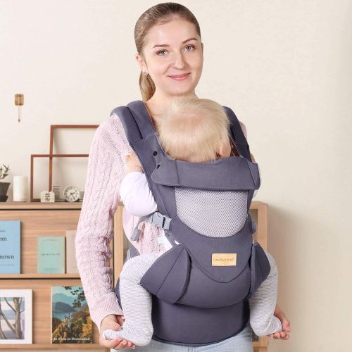  TIANCAIYIDING Ergonomic Baby Carrier with Hip Seat Soft & Breathable Baby Carriers,All Positions Front and Back for Infants to Toddlers,Up to 44lbs,Grey (Dark Grey)