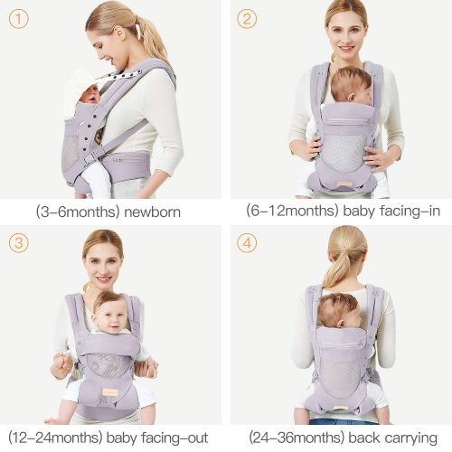  TIANCAIYIDING Baby Carrier with Adjustable Hip Seat,Baby Wrap Carrier with Hood, Soft & Breathable Backpack...