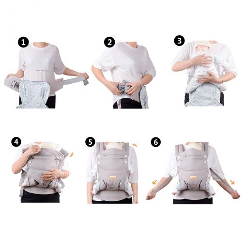  [아마존 핫딜] TIANCAIYIDING Infant Baby Holder Carrier Backpack Ergonomic with Head Support Padded Shoulder Straps Front and Back for Newborn Toddler Wrap in All Season，Grey