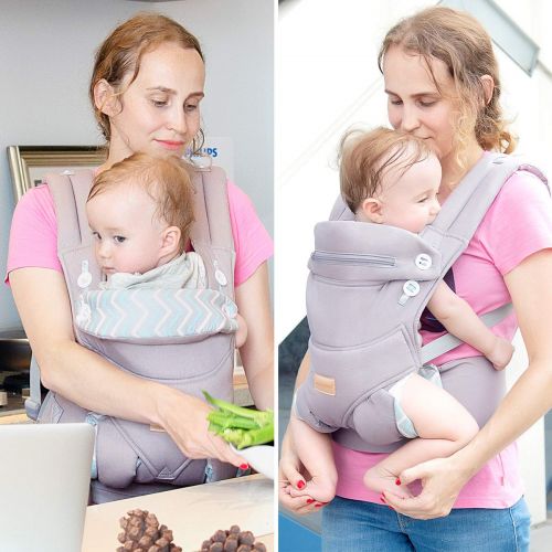  [아마존 핫딜] TIANCAIYIDING Infant Baby Holder Carrier Backpack Ergonomic with Head Support Padded Shoulder Straps Front and Back for Newborn Toddler Wrap in All Season，Grey