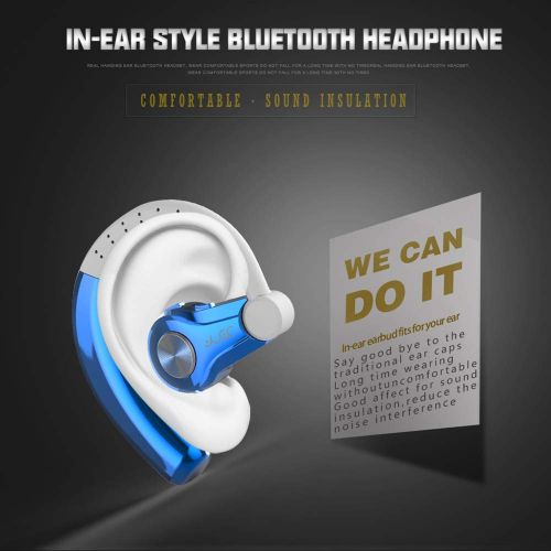  TIAOTIAO Bluetooth Headset, Wireless Ear-Mounted Single-Ear Stereo Noise Reduction Earphone with Microphone, Suitable for Business Office Driving