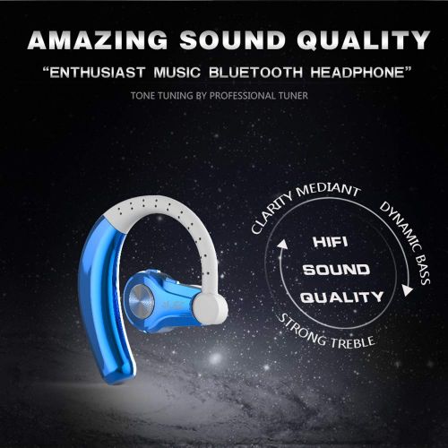  TIAOTIAO Bluetooth Headset, Wireless Ear-Mounted Single-Ear Stereo Noise Reduction Earphone with Microphone, Suitable for Business Office Driving