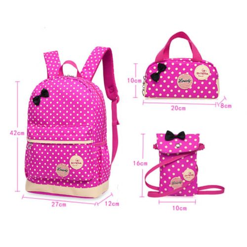  TIBES Fashion Girls Nylon Cute Backpack + Pencil Bag + Coin Purse 3pcs Set Kids Backpack Waterproof