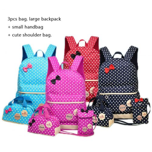  TIBES Fashion Girls Nylon Cute Backpack + Pencil Bag + Coin Purse 3pcs Set Kids Backpack Waterproof