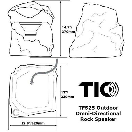  TIC TFS25-WG 8 Outdoor Weather-Resistant Omnidirectional Rock Speaker (White Granite)