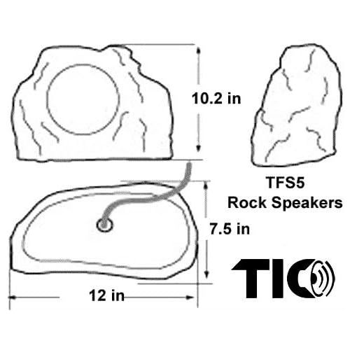  TIC TFS12-SL 8 Outdoor Weather-Resistant Stereo DVC Rock Speaker (Slate)