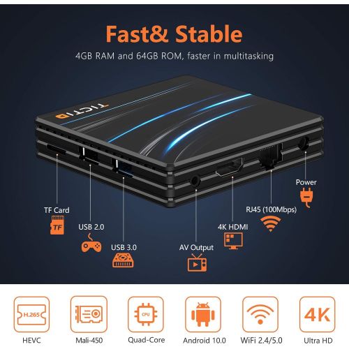  [아마존베스트]-Service-Informationen Android 10.0 TV Box D1 Pro 4 GB RAM 64 GB ROM / CPU RK3318 64 Bit / Dual WiFi 2.4 / 5G + 100 MB LAN Android Dolby TV-Box / H.265 3D 4K HD/USB 3.0/Bluetooth 4.0 Smart Android TV Box