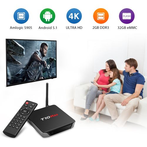  TICTID T10 MAX Android TV Box [2G32G] Amlogic S905 Chipset Android Box Bluetooth 4.1 Dual Band WiFi 2.4+5G TV Box Quad Core 4K Google Smart TV Box