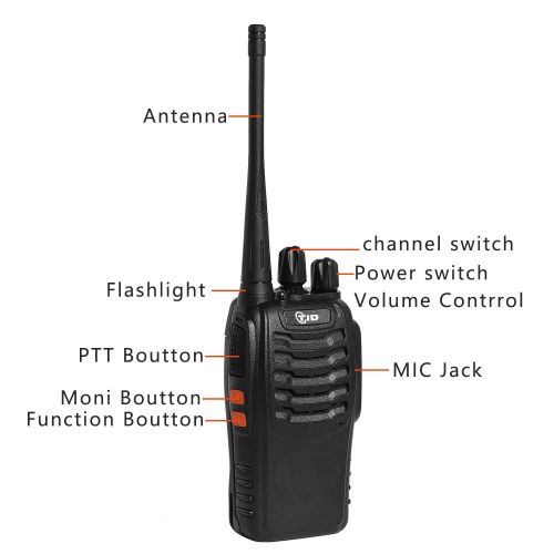  TID Two Way Radio Rechargeable 2 Way Radio UHF FRS VOX Long Range 2-Way Radios Walkie Talkies for Adults with Secret Service Earpiece (10 Radio)