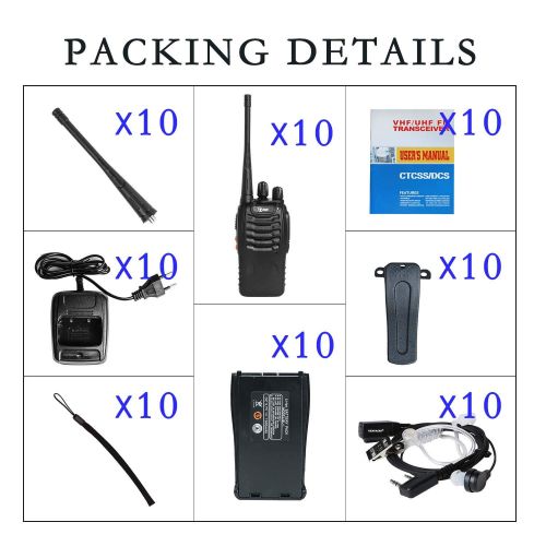  TID Two Way Radio Rechargeable 2 Way Radio UHF FRS VOX Long Range 2-Way Radios Walkie Talkies for Adults with Secret Service Earpiece (10 Radio)