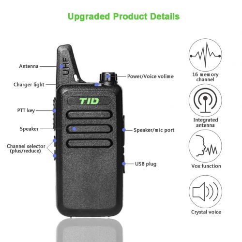  TID Walkie Talkies Rechargeable Two Way Radio UHF Long Range Walky Talky 2Way Radios Walkie Talkies for Adults 4 Pack