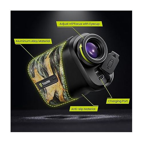  TIDEWE Hunting Rangefinder Mini with Rechargeable Battery, 875Y Laser Range Finder 6.5X Magnification, Distance/Angle/Speed/Scan Multi Functional Waterproof Rangefinder with Case (Leaf Camo)