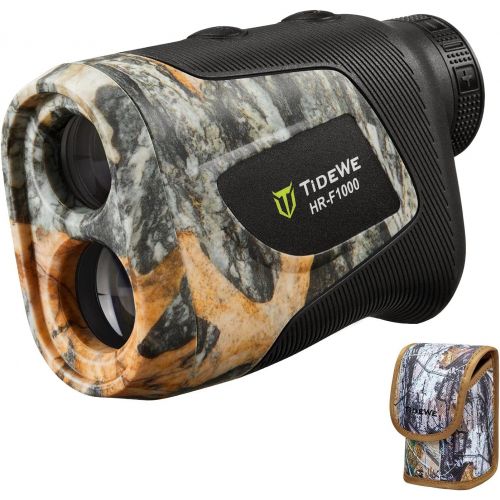  TIDEWE Hunting Rangefinder with Rechargeable Battery, 700/1000Y Camo Laser Range Finder 6X Magnification, Distance/Angle/Speed/Scan Multi Functional Waterproof Rangefinder with Cas