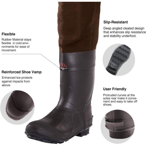  TideWe Neoprene Waders, Cleated Bootfoot Men Chest Waders, Waterproof Durable Fishing & Hunting Neoprene Chest Waders