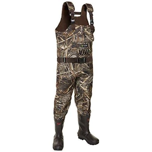  TideWe Chest Wader, Camo Hunting Wader Men, Waterproof Cleated Neoprene Bootfoot Wader, Insulated Hunting & Fishing Wader Realtree MAX5 Camo