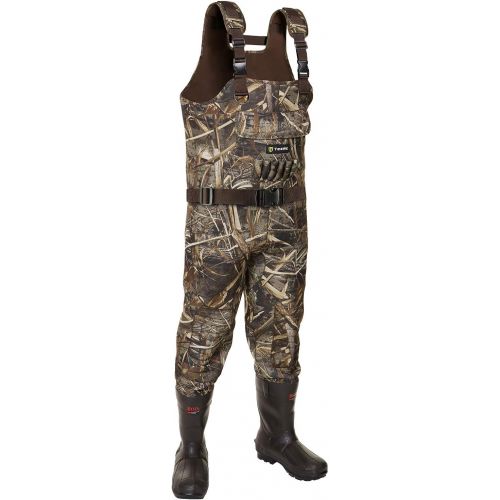  TideWe Chest Wader, Camo Hunting Wader Men, Waterproof Cleated Neoprene Bootfoot Wader, Insulated Hunting & Fishing Wader Realtree MAX5 Camo