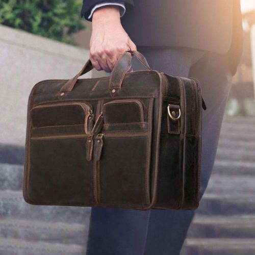  [아마존 핫딜]  [아마존핫딜]TIDING Tiding Mens Leather Briefcase Messenger Bag 17 Inch Laptop Shoulder Bag Business Attache Case - Dark Brown