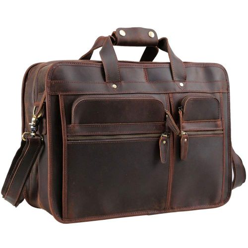  [아마존 핫딜]  [아마존핫딜]TIDING Tiding Mens Leather Briefcase Messenger Bag 17 Inch Laptop Shoulder Bag Business Attache Case - Dark Brown