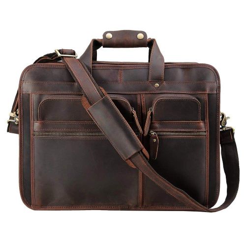  [아마존 핫딜]  [아마존핫딜]TIDING Tiding Mens Leather Briefcase Messenger Bag 17 Inch Laptop Shoulder Bag Business Attache Case - Dark Brown