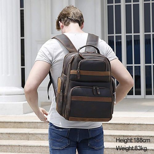  [아마존 핫딜] [아마존핫딜]TIDING Tiding Leather Backpack 15.6 inch Laptop Backpack Vintage Business Travel Bag Large Capacity School Daypacks with USB Charging Port & YKK Zippers