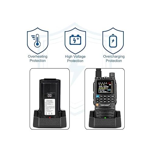  TIDRADIO TD-H3 Ham Radio 8-Band Long Rechargeable 2500mAh Large Batteries Range Walkie Talkies Rechargeable Handheld Portable Two Way Radios,Wireless Replication,DTMF FM AM NOAA(2 Pack)