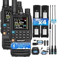 TIDRADIO TD-H3 GMRS Radio,Type C & Wireless Programming(4Pcs Batteries)，8-Band Long Range Walkie Talkies Rechargeable Handheld Full-Featured 2 Way Radios- Black, Full Kit 2Pack