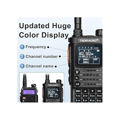  (2nd Gen) TIDRADIO H8 GMRS Handheld Radio with Bluetooth Programming, Repeater Capable, NOAA Weather, Dual Band Long Range Two Way Radios, Walkie Talkies with 2500mAh Rechargeable Battery-2Pack