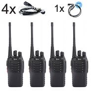 TIDRADIO Rechargable Walkie Talkies for Adults Long Range with Earpiece (UHF 400-470Mhz) Li-ion Battery and Charger Included (Pack of 4)
