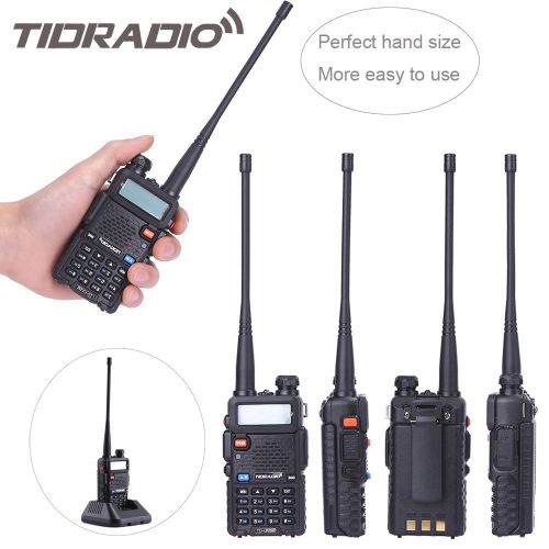  Walkie Talkie UV-5R Dual Band Two Way (Ham) Radio with one More 1800mAh Battery Car Charge Hand Mic and TIDRADIO NA-771 Antenna