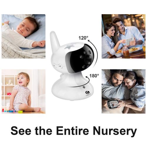  TIDTUO Video Baby Monitor with Camera and Audio, Infrared Night Vision 3.5-Inch Color LCD, Zoom Room Temperature, Lullabies, Long Range and Enhanced Two-Way Audio