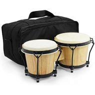 [아마존베스트]Tiger Music World Rhythm Bongo Drums in Natural Finish - Wooden Bongos for Beginners