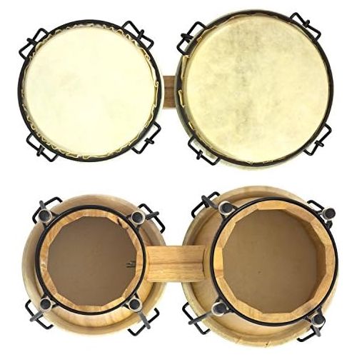  [아마존베스트]Tiger Music World Rhythm Bongo Drums in Natural Finish - Wooden Bongos for Beginners