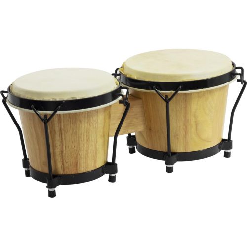  [아마존베스트]Tiger Music World Rhythm Bongo Drums in Natural Finish - Wooden Bongos for Beginners