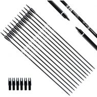 TIGER ARCHERY 30Inch Carbon Arrow Practice Hunting Arrows with Removable Tips for Compound & Recurve Bow(Pack of 12)