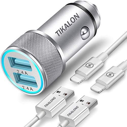  [아마존베스트]FIMARR Car Charger Compatible with iPhone XR/XS/X / 8/7/6/6S Plus 5S/5C/SE, iPad Air Mini Pro (2.4A Dual Port USB Car Charger with 2X 3ft Charging Cable) (3in1 Pack)