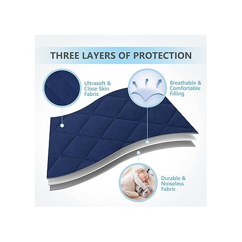  TILLYOU Pack n Play Sheets Pad 2 Pack - Thick Crib Sheets Pad, Soft Quilted Sheets with 1''-3'' Deep Pocket, Breathable Fluffy Crib Mattress Pad, 39
