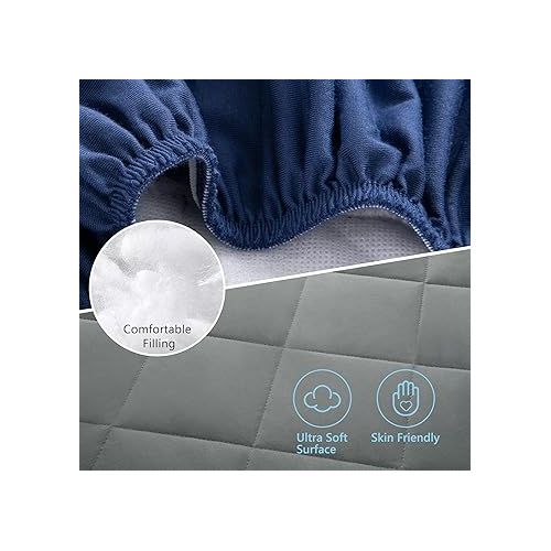  TILLYOU Pack n Play Sheets Pad 2 Pack - Thick Crib Sheets Pad, Soft Quilted Sheets with 1''-3'' Deep Pocket, Breathable Fluffy Crib Mattress Pad, 39