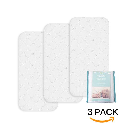  TILLYOU Hypoallergenic Quilted Changing Pad Liners Waterproof, Ultra Soft Breathable Changing Table Cover Liners, 11.5 X 23 Washable Reusable Changing Mats Sheet Protector, 3 Pack