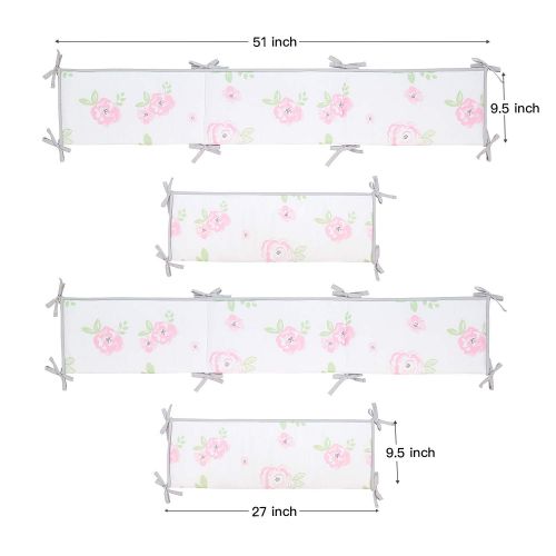  TILLYOU Baby Safe Crib Bumper Pads for Standard Cribs Machine Washable Padded Crib Liner Thick...