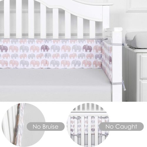  TILLYOU Baby Safe Crib Bumper Pads for Standard Cribs Machine Washable Padded Crib Liner Thick...