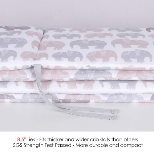  TILLYOU Baby Safe Crib Bumper Pads for Standard Cribs Machine Washable Padded Crib Liner Thick...